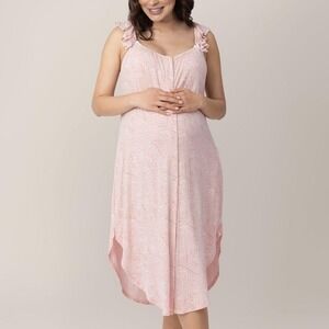 Kindred Bravely Ruffle Strap Labor & Delivery Gown XS-S Pink Hydrangea Nursing